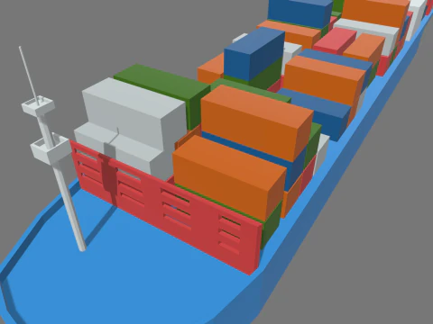 Low Poly Cargo Ship 01 3D Model