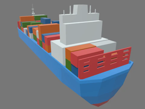 Low Poly Cargo Ship 01 3D Model