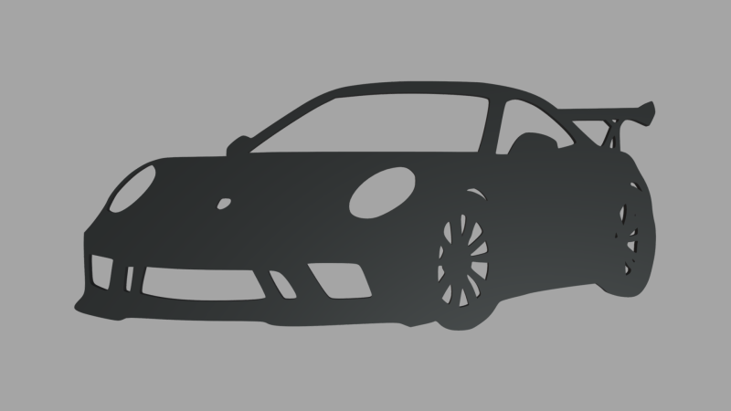 Porsche 911 GT3 Wall Silhouette 3D Принт Модель .c4d .max .obj .3ds .fbx .stl .blend 