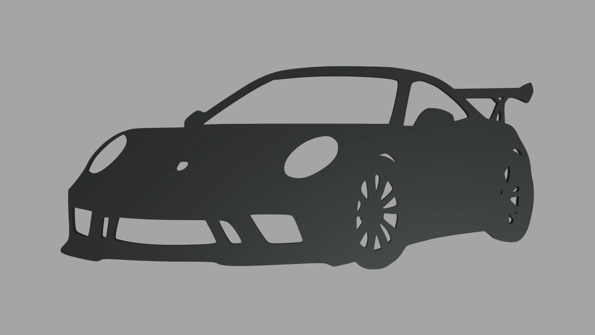 Porsche 911 GT3 Wall Silhouette 3D Print Model .c4d .max .obj .3ds .fbx .stl .blend 