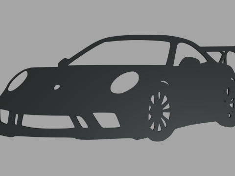 Porsche 911 GT3 Wall Silhouette 3D Print Model