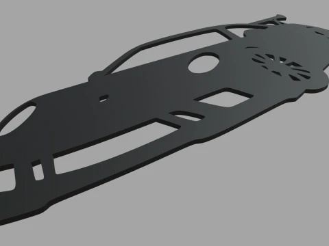 Porsche 911 GT3 Wall Silhouette 3D Print Model