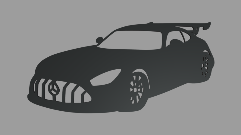 Mercedes-Benz AMG GT Wall Silhouette 3D Print Model .c4d .max .obj .3ds .fbx .stl .blend 