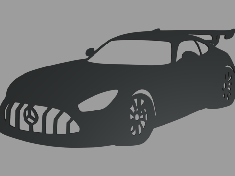 Mercedes-Benz AMG GT Wall Silhouette 3D Print Model
