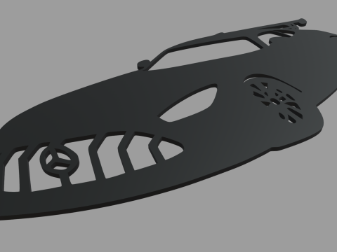 Mercedes-Benz AMG GT Wall Silhouette 3D Print Model
