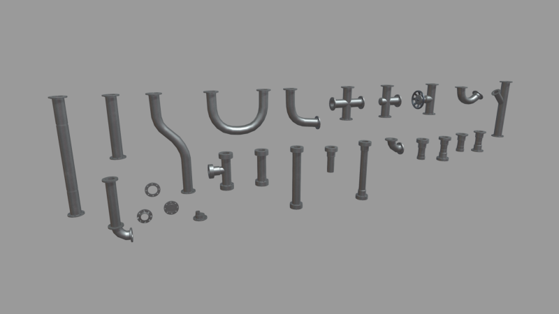 Low Poly Pipes Pack Modelo 3D .c4d .max .obj .3ds .fbx .stl .blend 