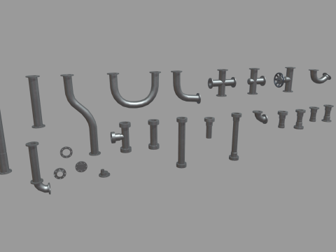 Low Poly Pipes Pack 3D Model