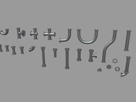 Low Poly Pipes Pack Modelo 3D
