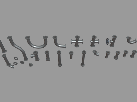 Low Poly Pipes Pack Modelo 3D