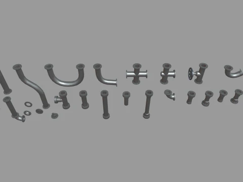 Pacchetto tubi Low Poly Modello 3D