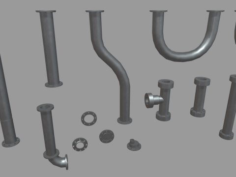 Low Poly Pipes Pack Modelo 3D