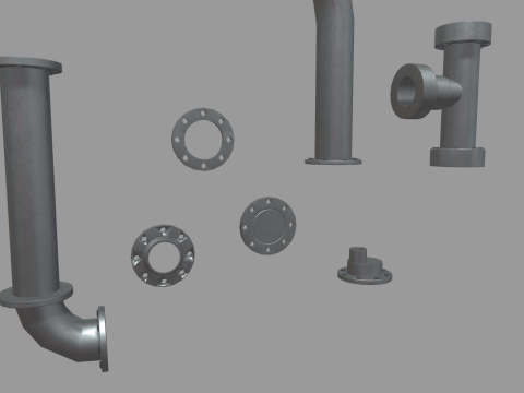 Low Poly Pipes Pack Modelo 3D