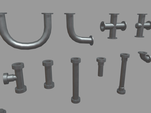 Low Poly Pipes Pack Modelo 3D
