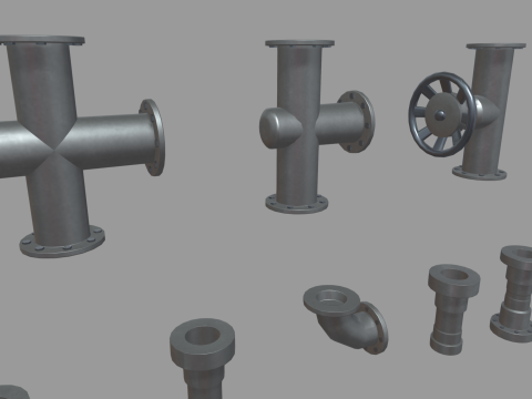 Low Poly Pipes Pack Modelo 3D