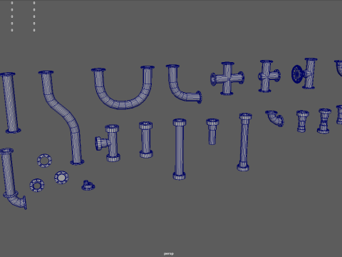 Low Poly Pipes Pack Modelo 3D