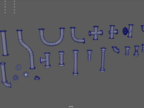 Pacchetto tubi Low Poly Modello 3D