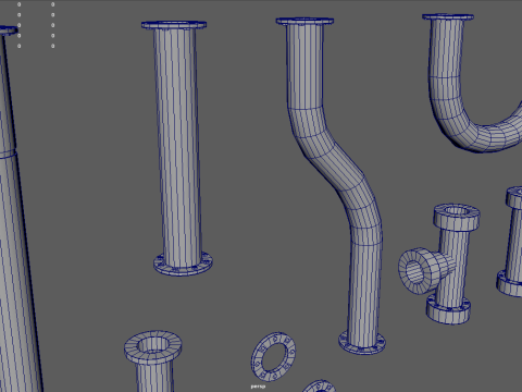 Low Poly Pipes Pack Modelo 3D