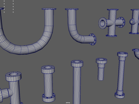 Low Poly Pipes Pack Modelo 3D