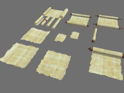 Old Papyrus Parchments Model 3D