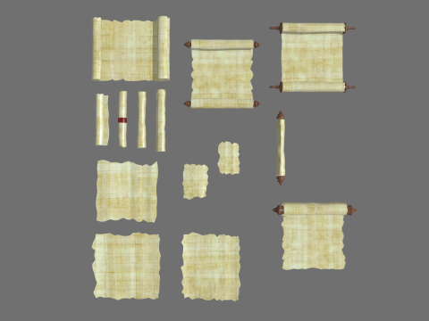 Old Papyrus Parchments 3D Model