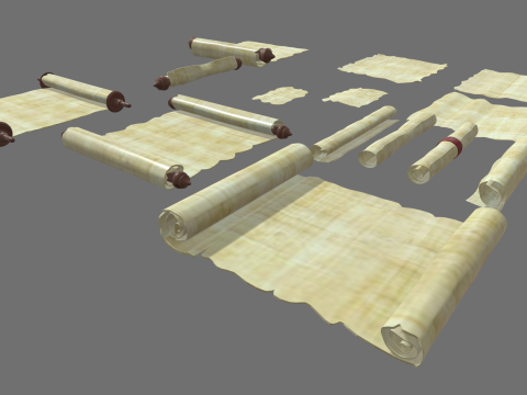 Old Papyrus Parchments 3D Model