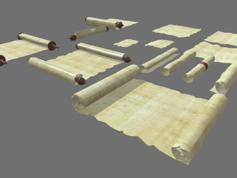 Old Papyrus Parchments 3D Model