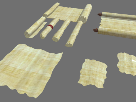 Old Papyrus Parchments 3D Model