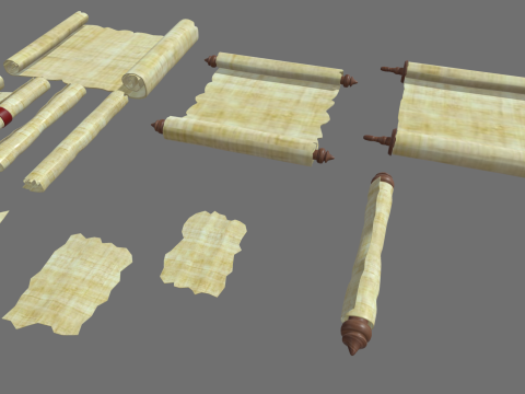 Old Papyrus Parchments 3D Model