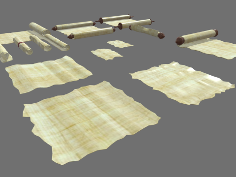 Old Papyrus Parchments 3D Model