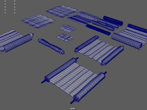 Old Papyrus Parchments 3D Model