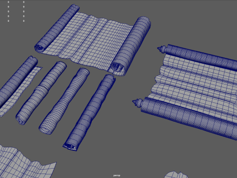 Old Papyrus Parchments 3D Model