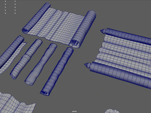 Old Papyrus Parchments 3D Model
