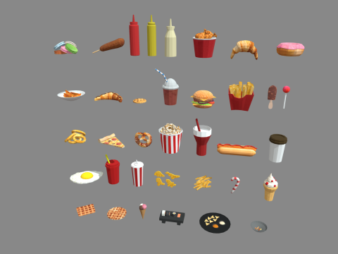 Low Poly Fast Food Pack 01 3Dモデル