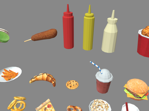 Low Poly Fast Food Pack 01 3D मॉडल