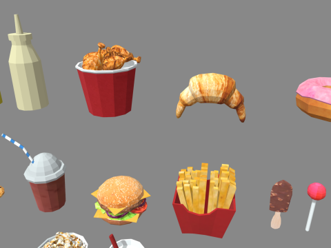 Low Poly Fast Food Pack 01 3D मॉडल