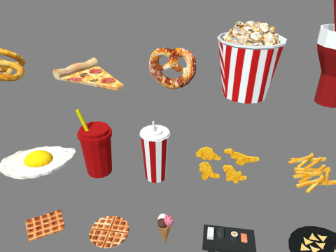 Low Poly Fast Food Pack 01 3D मॉडल
