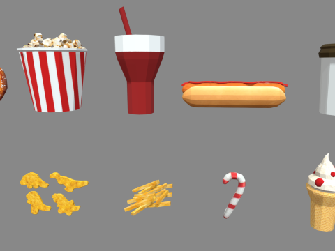 Low Poly Fast Food Pack 01 3D मॉडल
