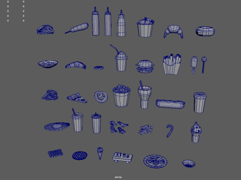 Low Poly Fast Food Pack 01 3D मॉडल