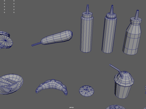 Low Poly Fast Food Pack 01 3D मॉडल