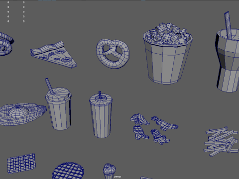 Low Poly Fast Food Pack 01 3D मॉडल
