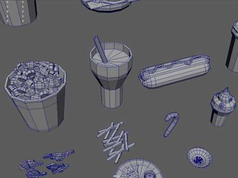 Low Poly Fast Food Pack 01 3D मॉडल