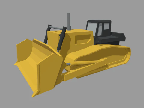 लो पॉली हाइड्रोलिक बुलडोजर 01 3D मॉडल