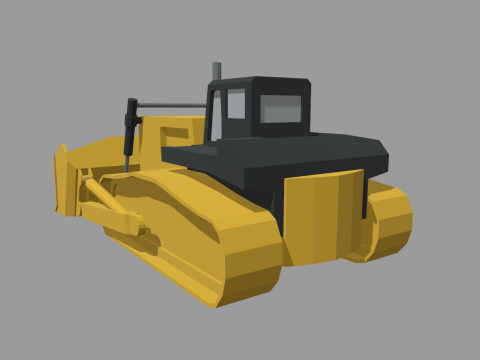 Low Poly Hydraulic Bulldozer 01 3D Model