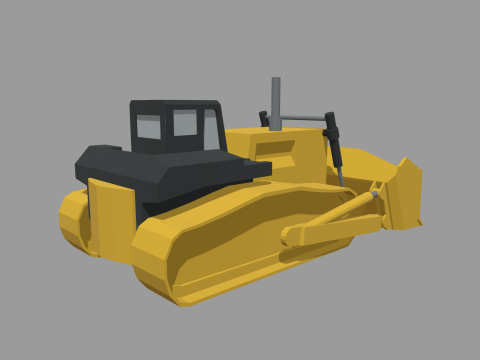 Low Poly Hydraulic Bulldozer 01 3D Model