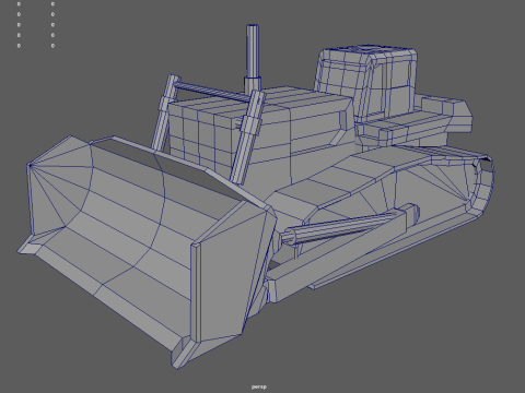 Low Poly Hydraulic Bulldozer 01 3D Model