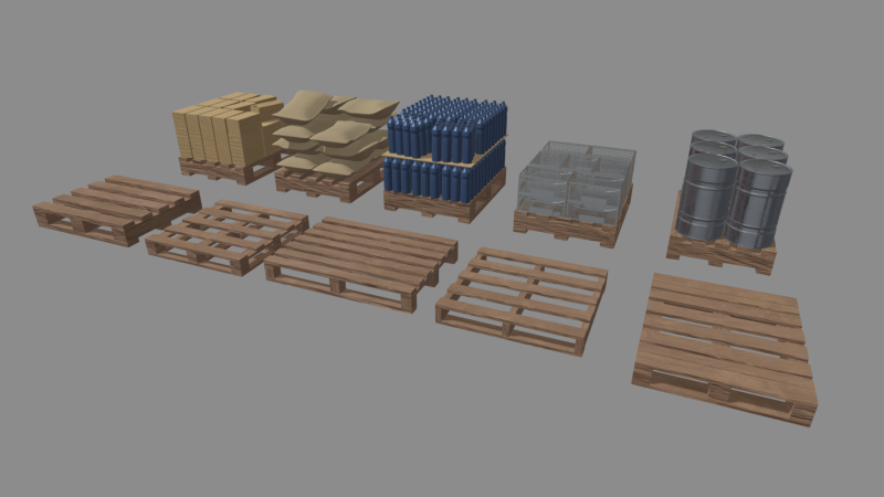 Wooden Pallets Pack Modello 3D .c4d .max .obj .3ds .fbx .stl .blend