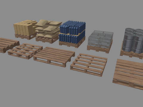 Wooden Pallets Pack 3Dモデル