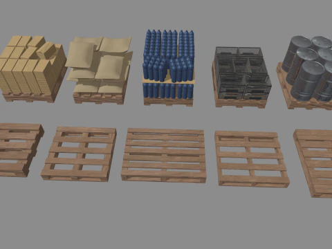 Confezione di pallet in legno Modello 3D