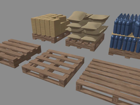 Confezione di pallet in legno Modello 3D