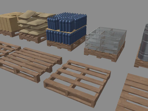 Confezione di pallet in legno Modello 3D